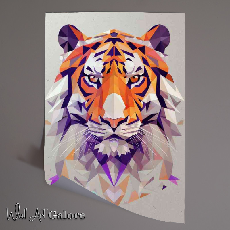 Buy Unframed Poster : (Abstract white Tiger composed of geometric shapes)