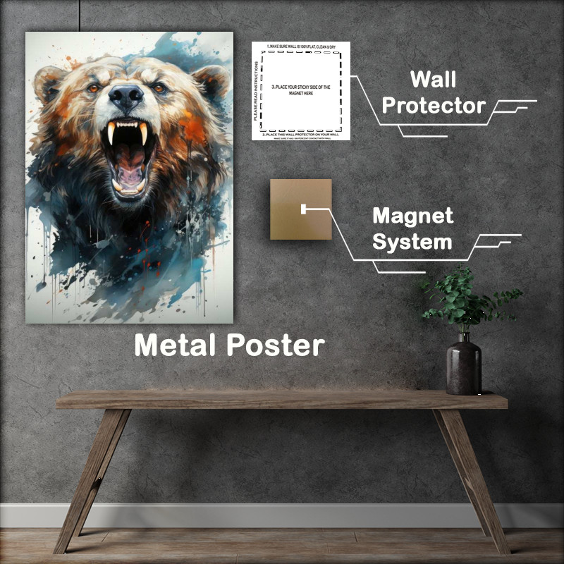 Buy Metal Poster : (Angry painted brown bear)