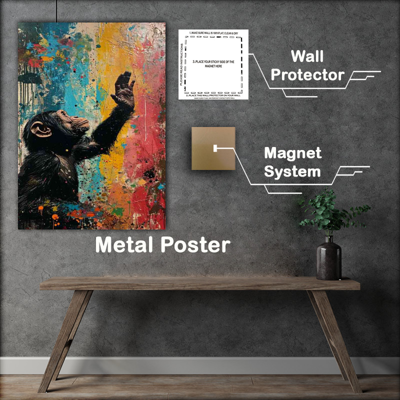 Buy Metal Poster : (Banksy style street monkey art)