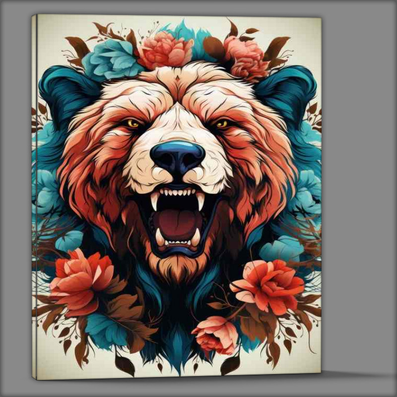 Buy Canvas : (Bear face and flower art)