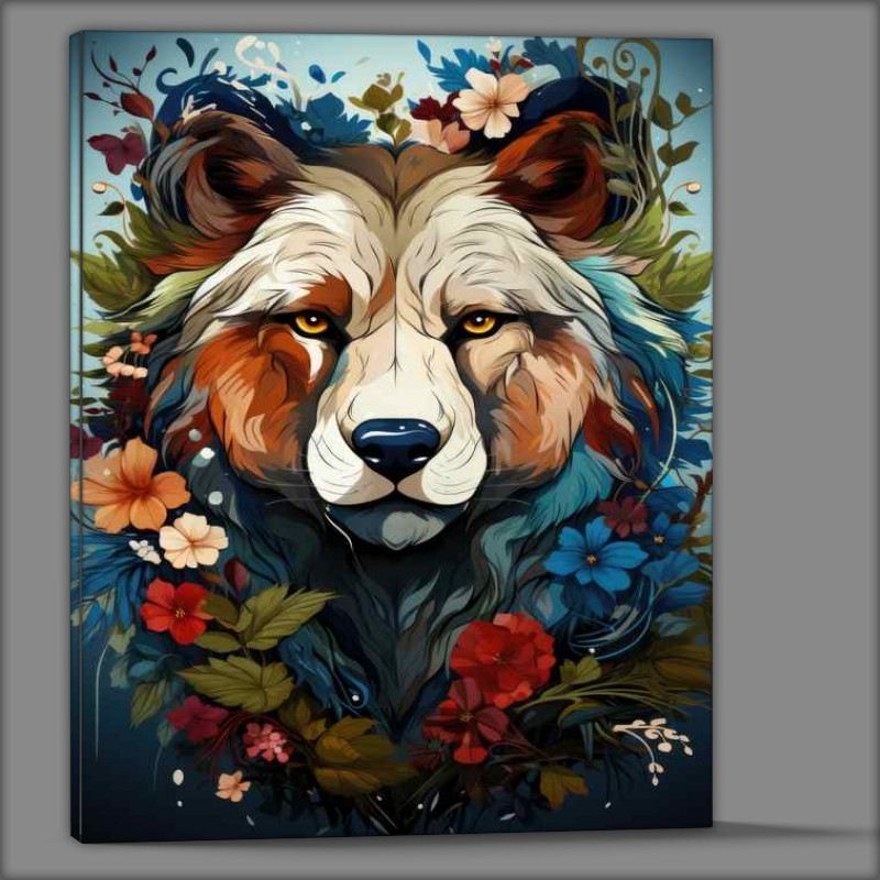 Buy Canvas : (Bear head with array of flowers)