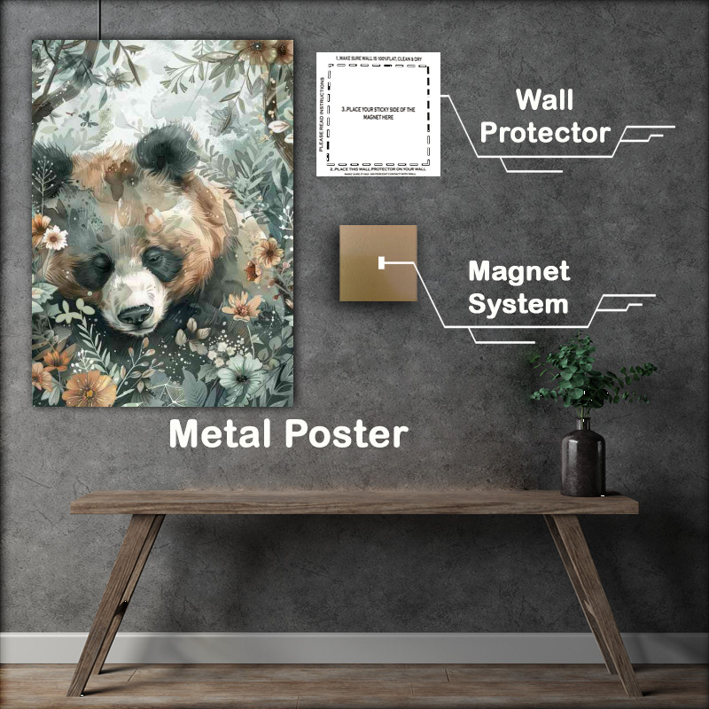 Buy Metal Poster : (Bear surrounded by woodland)