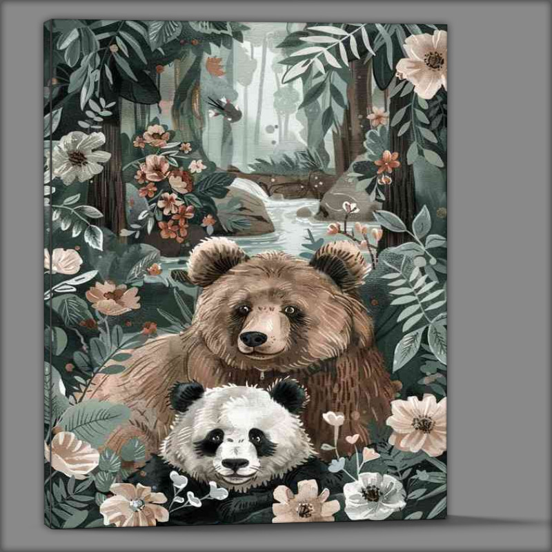 Buy Canvas : (Bears in the woodland stream)