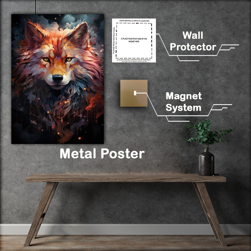 Buy Metal Poster : (Beautiful wolf in purple tones)