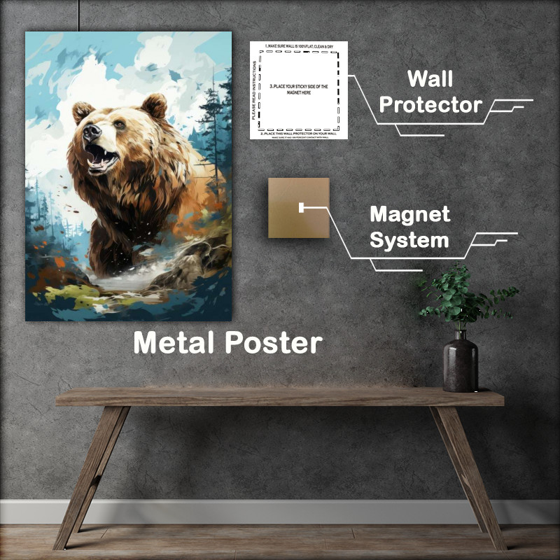 Buy Metal Poster : (Big brown Bear in alaska)