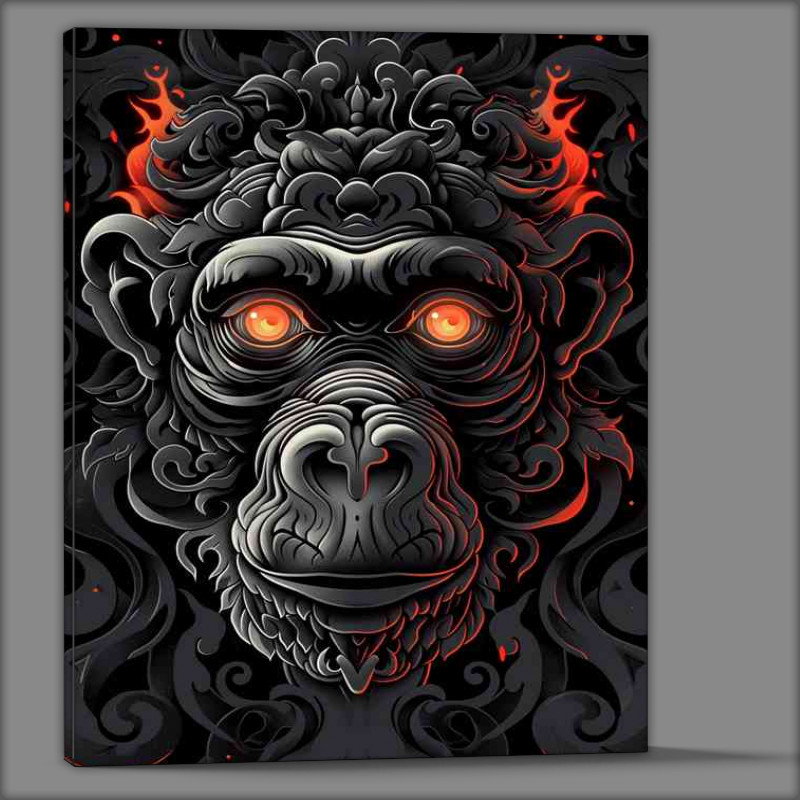 Buy Canvas : (Black monkey head with glowing eyes)