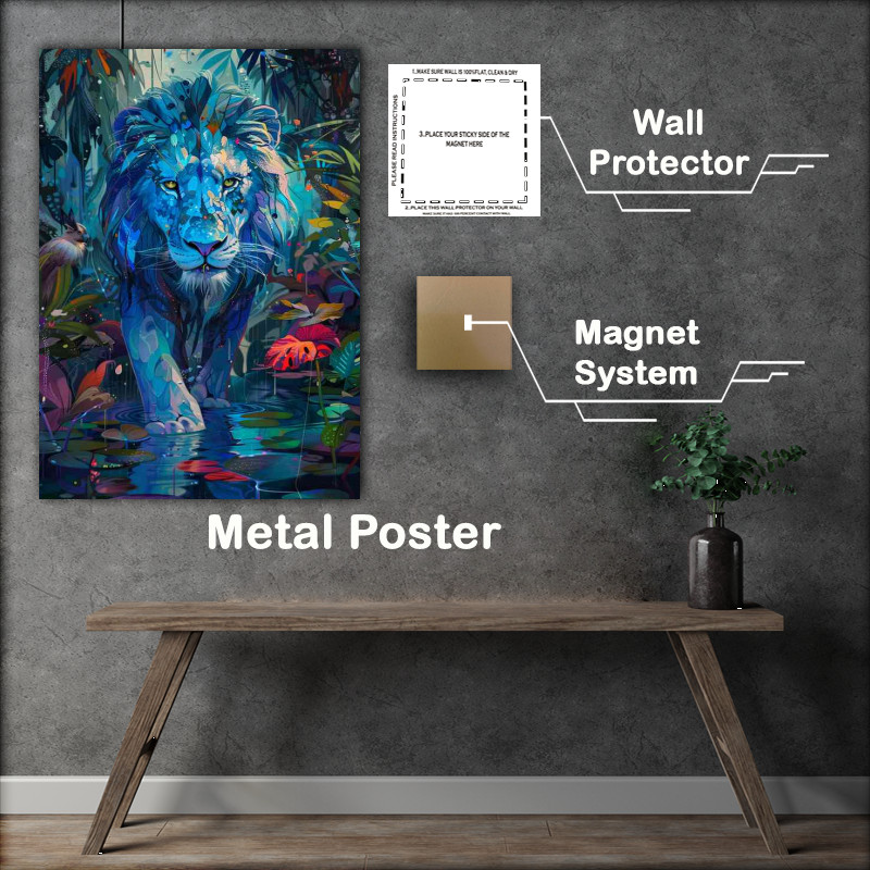 Buy Metal Poster : (Blue Lion in the jungle)