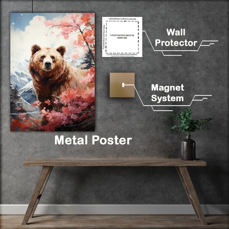 Buy Metal Poster : (Brown bear by the mountains)