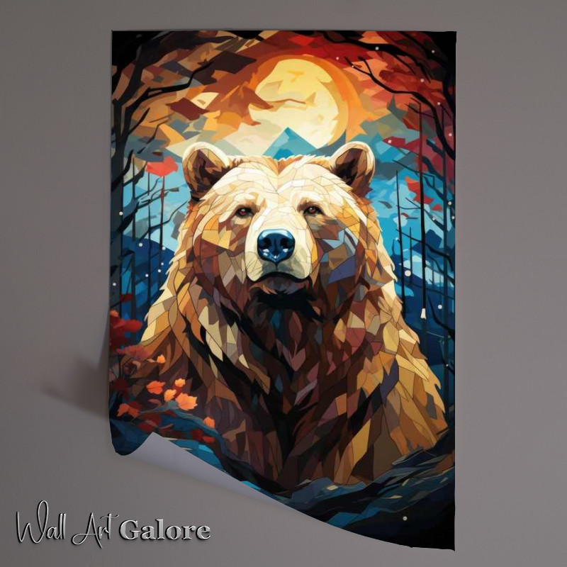 Buy Unframed Poster : (Brown bear by the mountains Absteact)