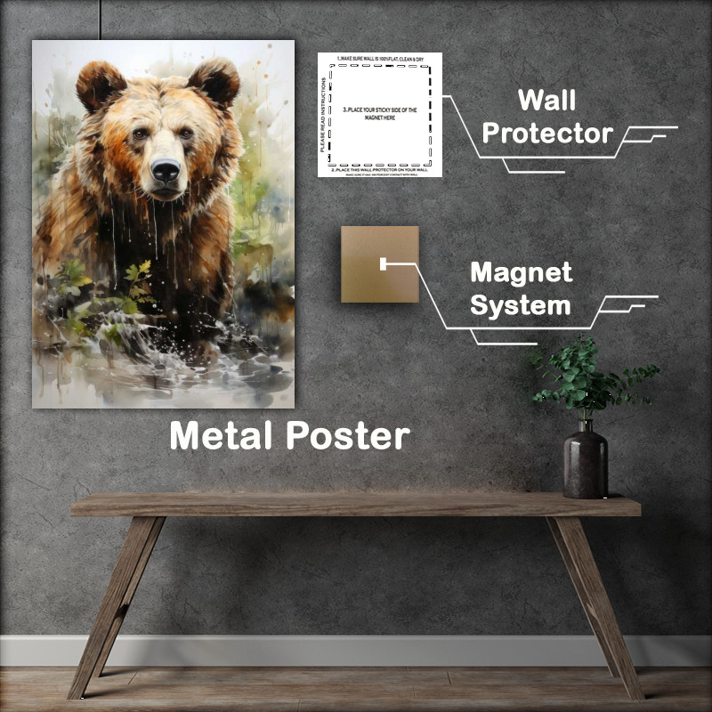 Buy Metal Poster : (Brown bear in the rain)