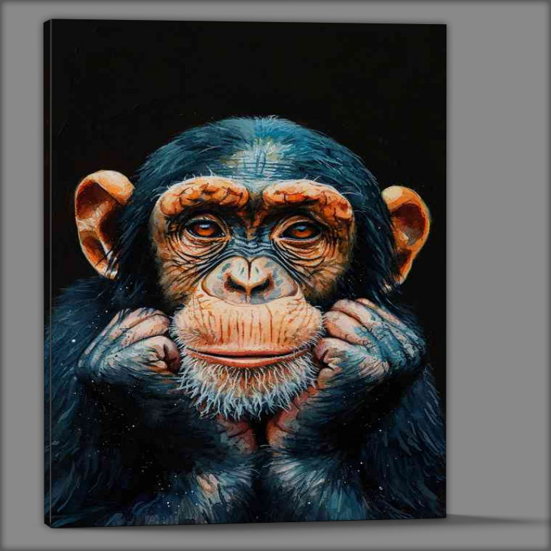 Buy Canvas : (Cheeky chimp monkey posing)