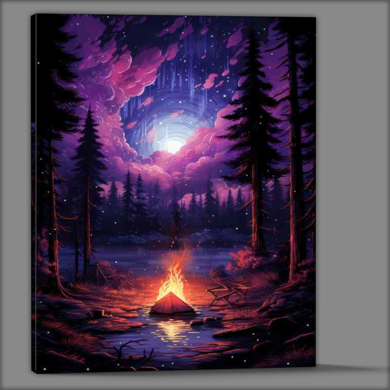 Buy Canvas : (Mystic Midnight Lagoon with the starts and moon out)