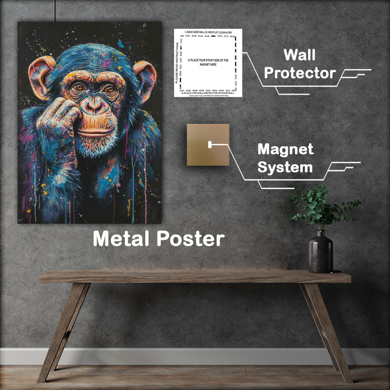 Buy Metal Poster : (Chimp monkey deep in thought)