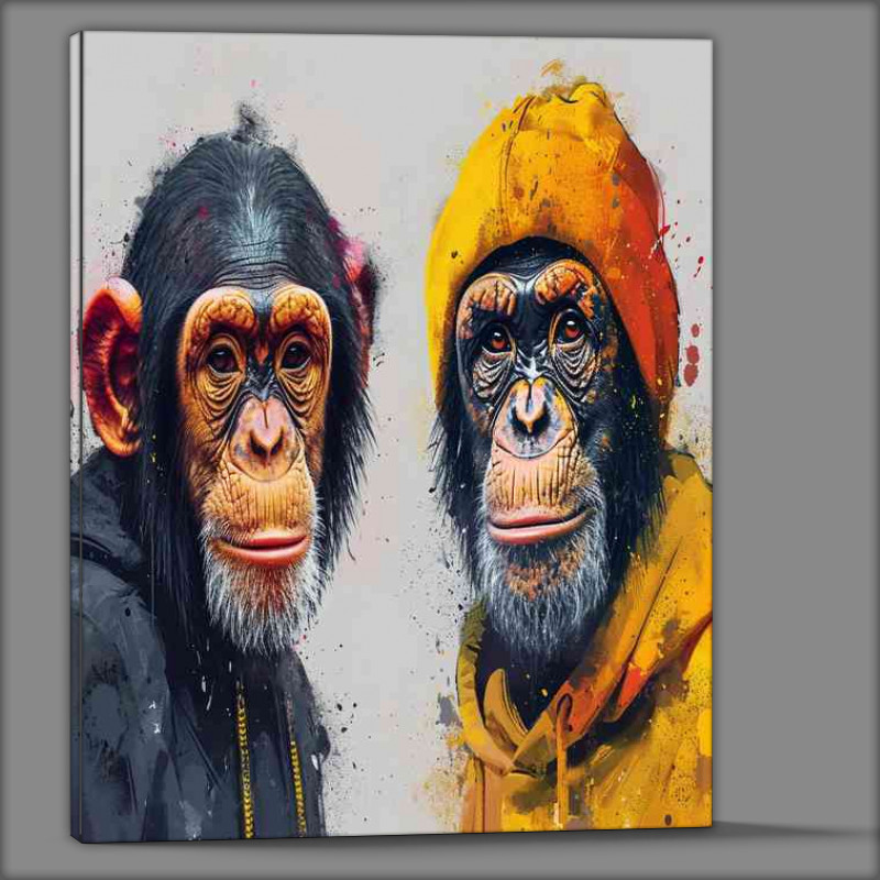 Buy Canvas : (Chimpanzee and monkey painted art style)