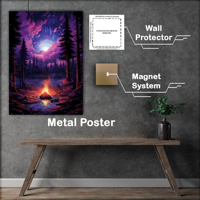 Buy Metal Poster : (Mystic Midnight Lagoon with the starts and moon out)