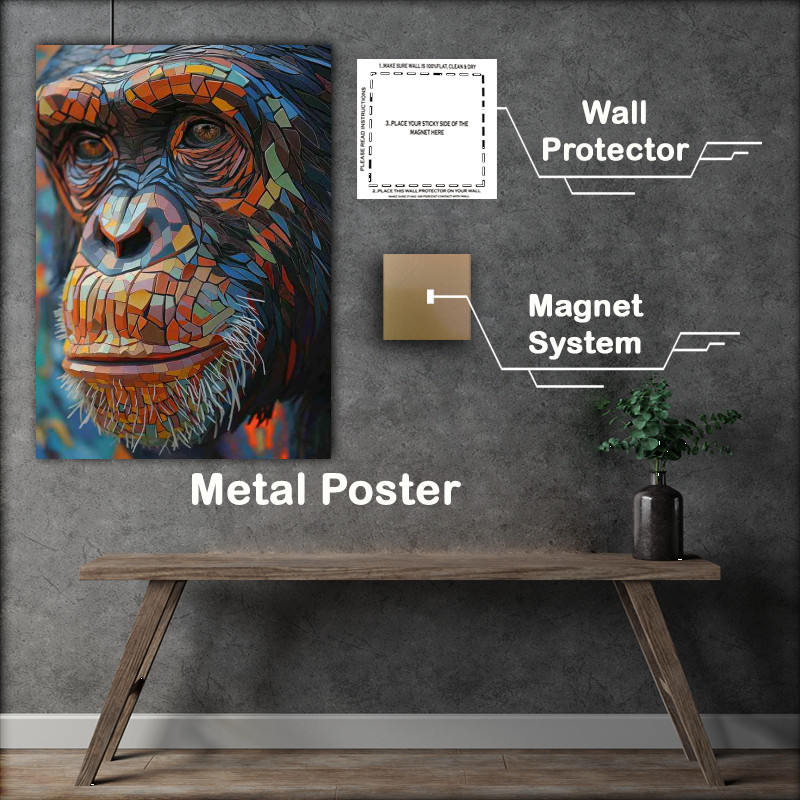 Buy Metal Poster : (Chimpanzees abstract street art face)