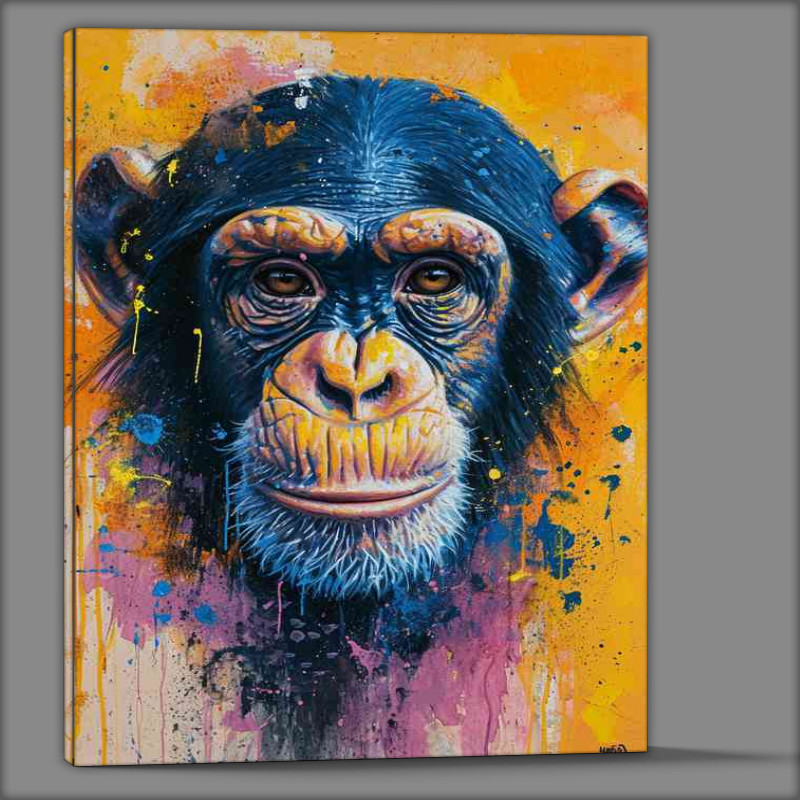 Buy Canvas : (Chimps face with splashed colour art)