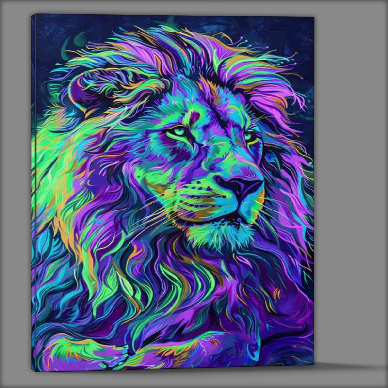Buy Canvas : (Colorful lion in purple and green)