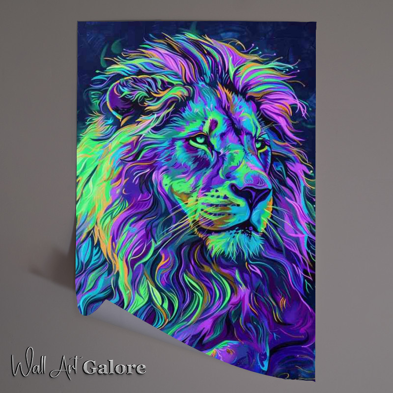 Buy Unframed Poster : (Colorful lion in purple and green)