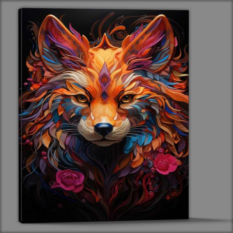 Buy Canvas : (Colorful neon animal head fox)