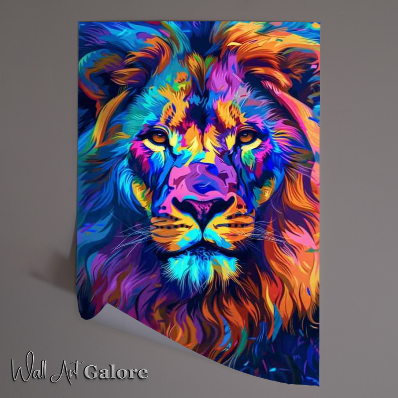 Buy Unframed Poster : (Colorful painting of an imposing lion)