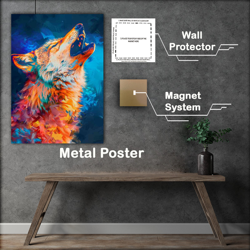 Buy Metal Poster : (Coloured Wolf Howling)