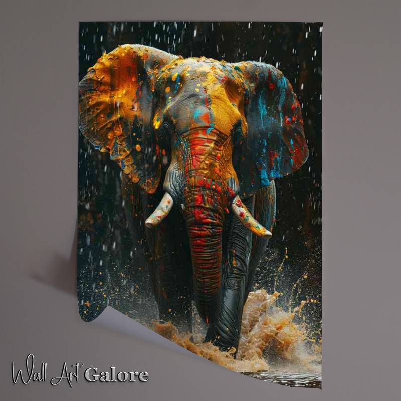 Buy Unframed Poster : (Colourful elephant running free)