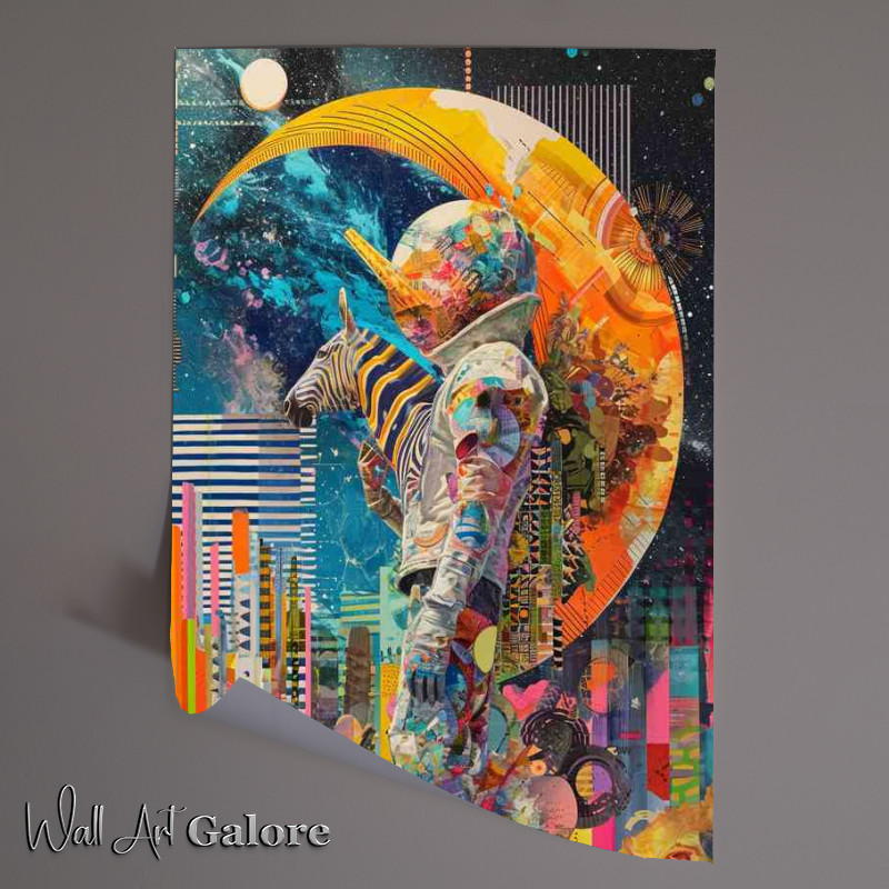 Buy Unframed Poster : (Colourful man moon and the zebra)