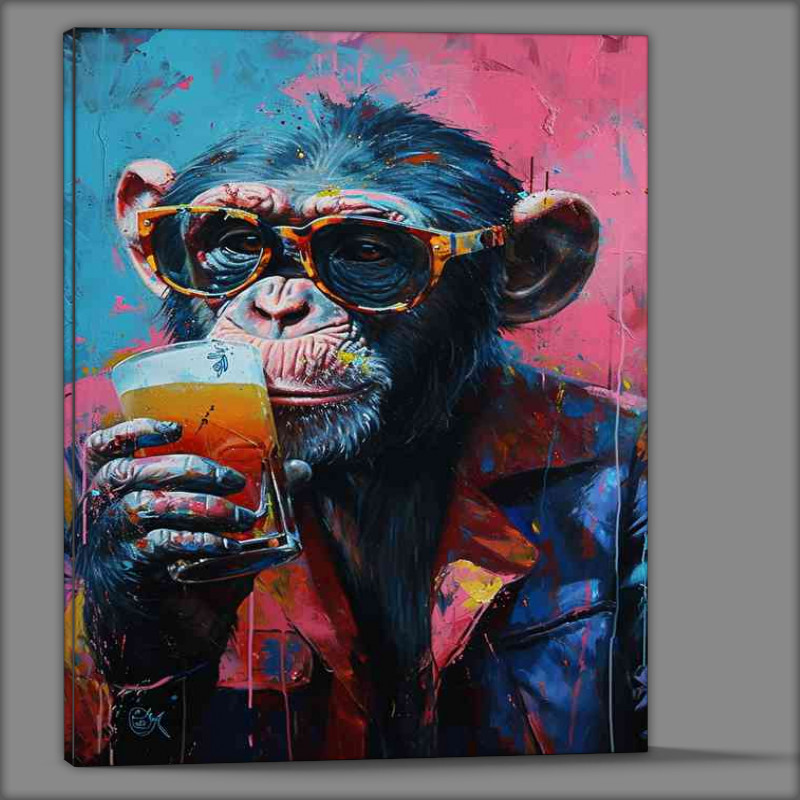 Buy Canvas : (Cool painted monkey having a drink)