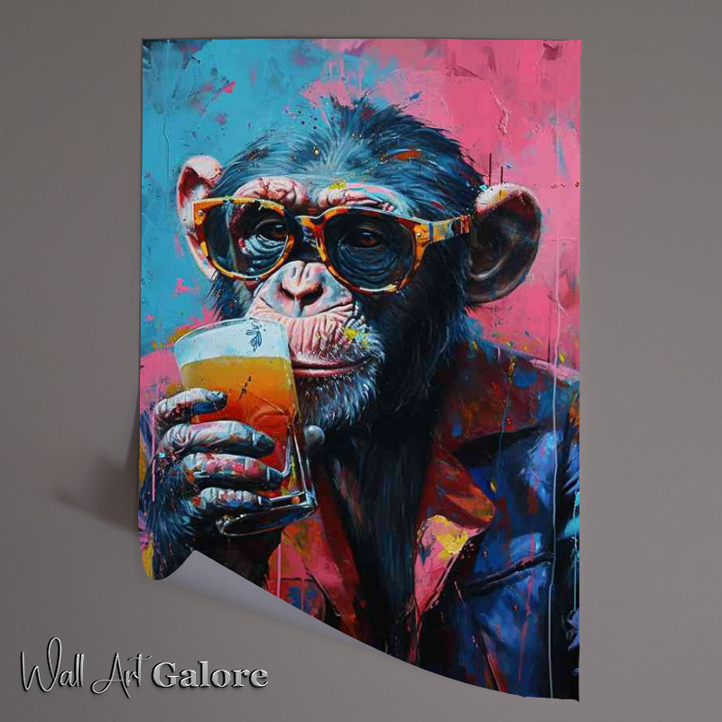 Buy Unframed Poster : (Cool painted monkey having a drink)