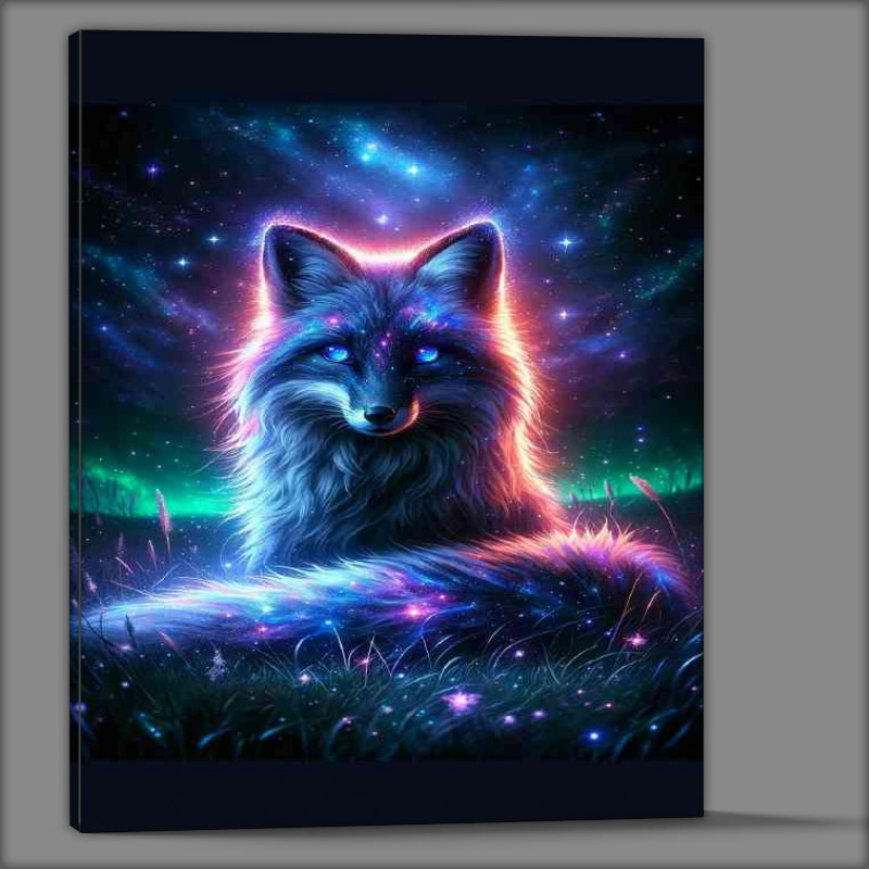 Buy Canvas : (Cosmic Fox its fur sparkling with stardust and vibrant auroras)