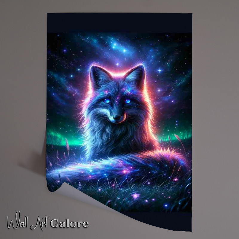 Buy Unframed Poster : (Cosmic Fox its fur sparkling with stardust and vibrant auroras)
