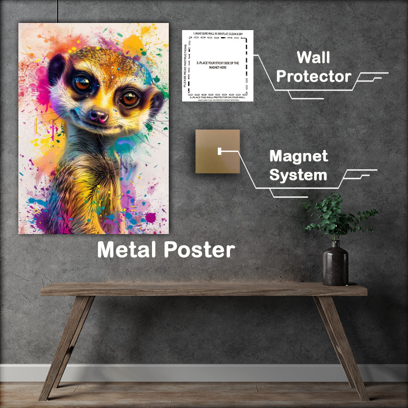 Buy Metal Poster : (Cute meerkat with big eyes smiley face)
