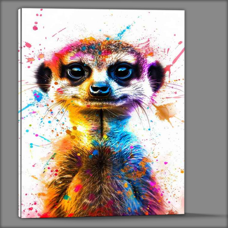 Buy Canvas : (Cute meerkat with big eyes smiley face colorful paint)