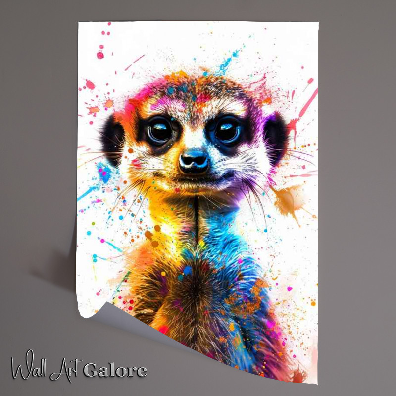 Buy Unframed Poster : (Cute meerkat with big eyes smiley face colorful paint)