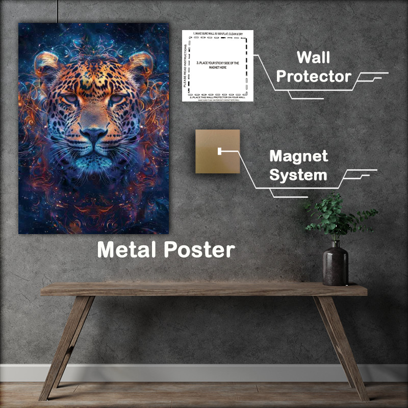 Buy Metal Poster : (Ethereal background with an image of a leopard)
