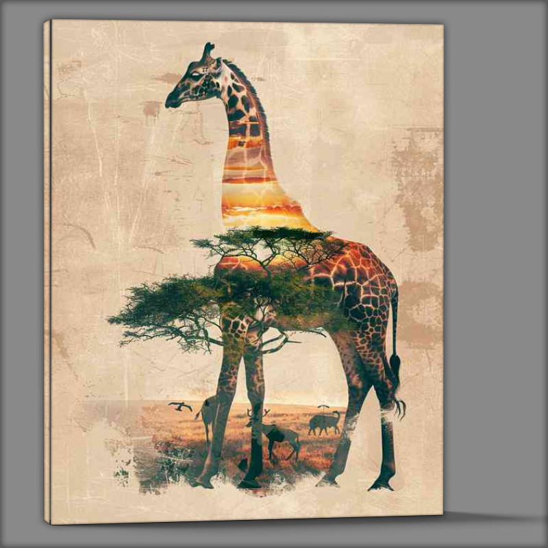 Buy Canvas : (Exposed Giraffe with the trees)