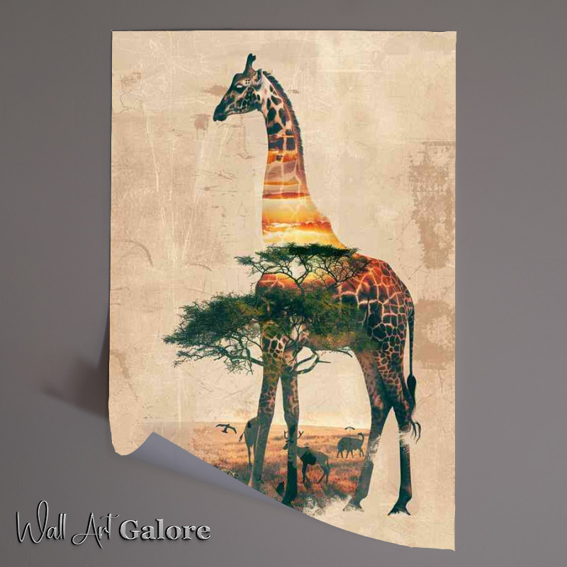 Buy Unframed Poster : (Exposed Giraffe with the trees)