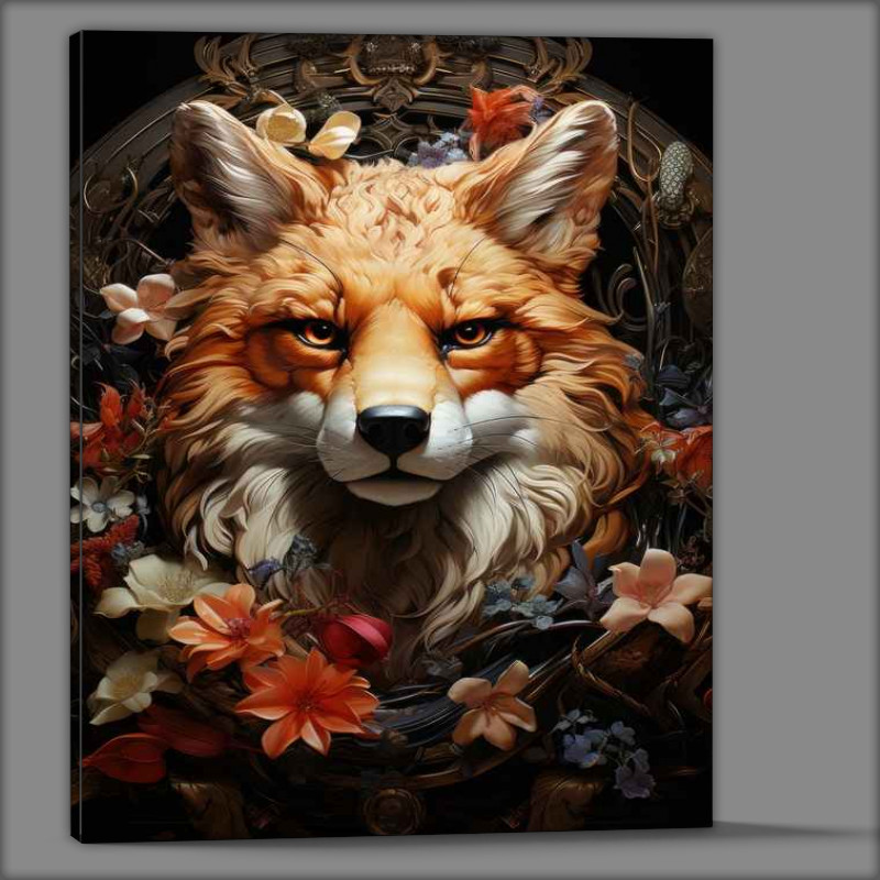 Buy Canvas : (Fox Face with flowers)