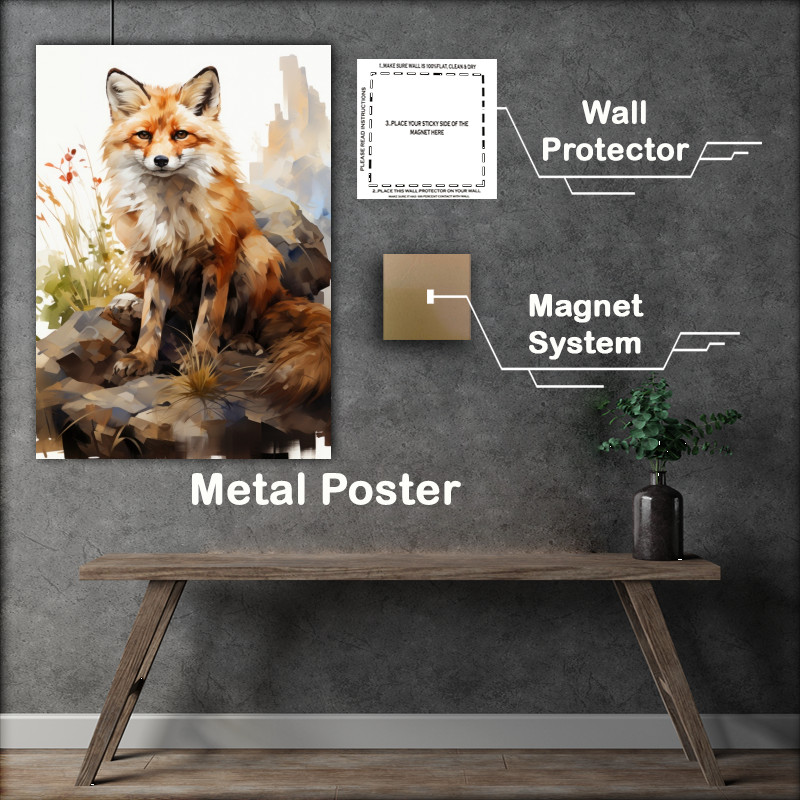 Buy Metal Poster : (Fox on the rocks)