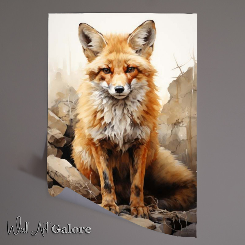 Buy Unframed Poster : (Fox sitting on the rocks)