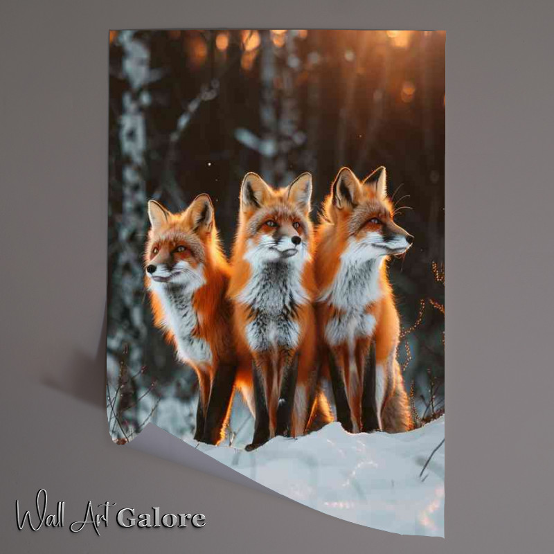 Buy Unframed Poster : (Foxes in the snow sitting)