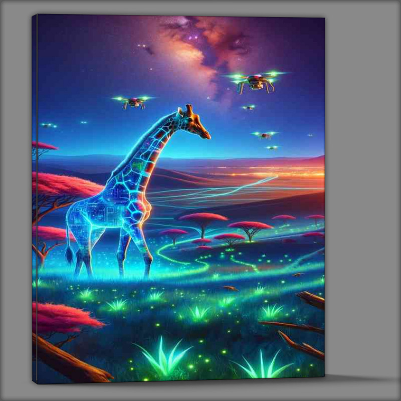 Buy Canvas : (Futuristic giraffe with a transparent illuminated neck)