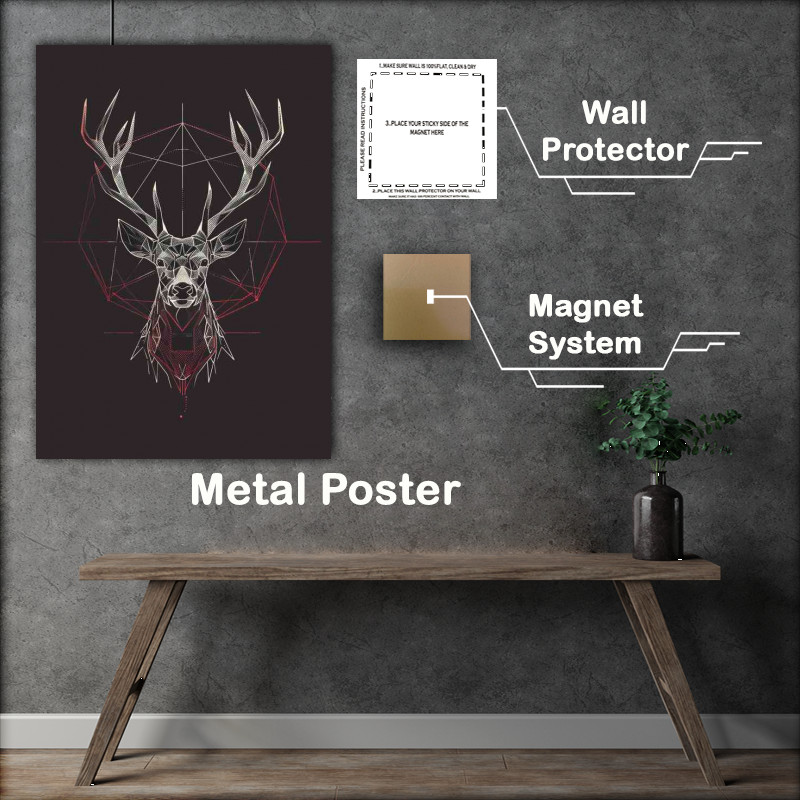 Buy Metal Poster : (Geometric Deer shaped head)