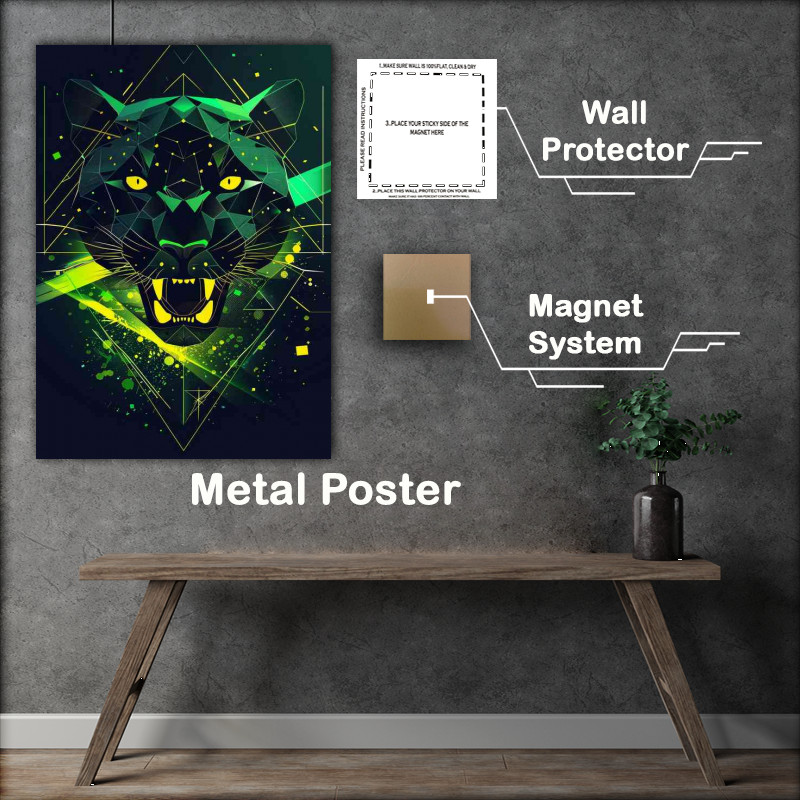 Buy Metal Poster : (Geometric angry panther)