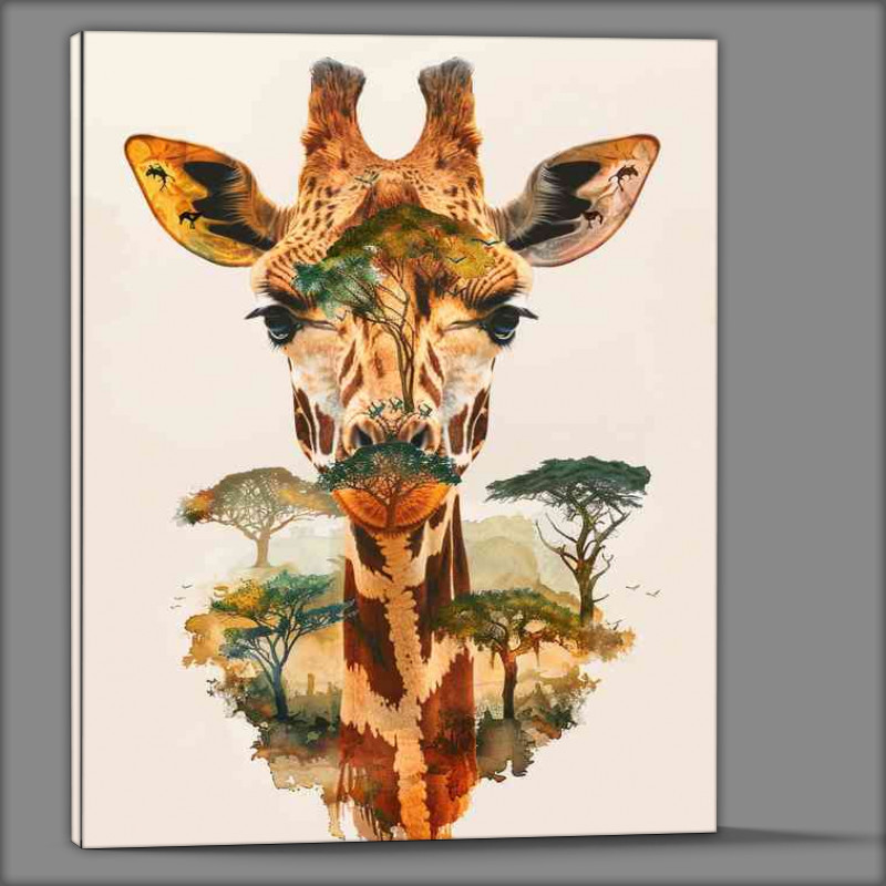 Buy Canvas : (Giraffe head in the trees double exposure)