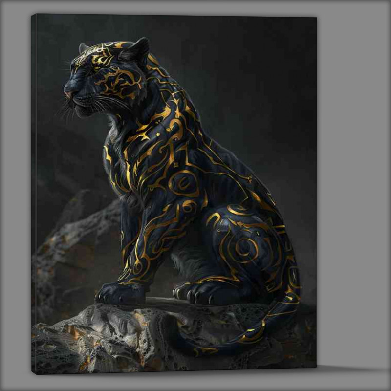 Buy Canvas : (Gold and black leopard on a rock)