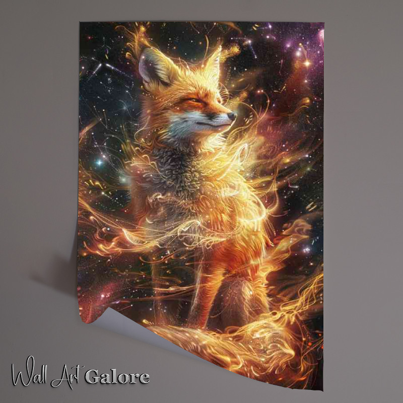 Buy Unframed Poster : (Golden Fox made of swirling cosmic energy)