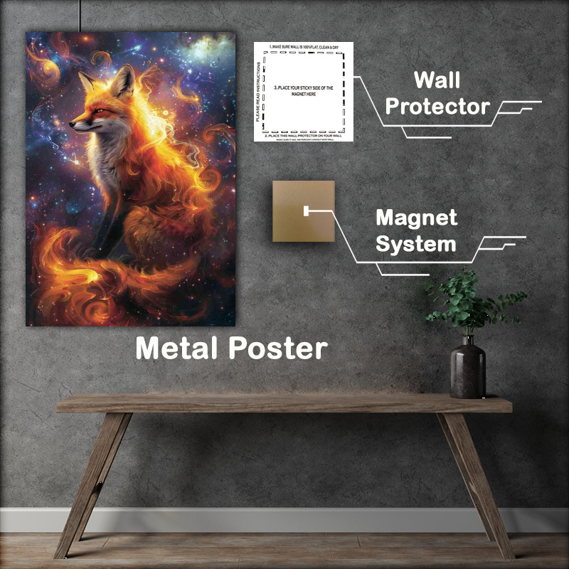 Buy Metal Poster : (Golden fox with fur that glows like fire)