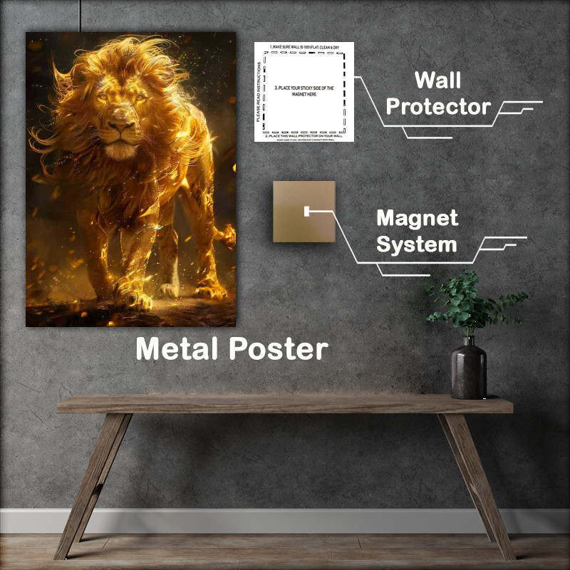 Buy Metal Poster : (Golden lion is standing)